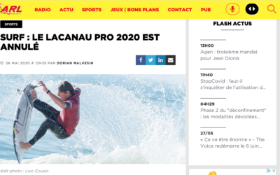 ARL Radio: SURF : Le Lacanau Pro 2020 est annulé